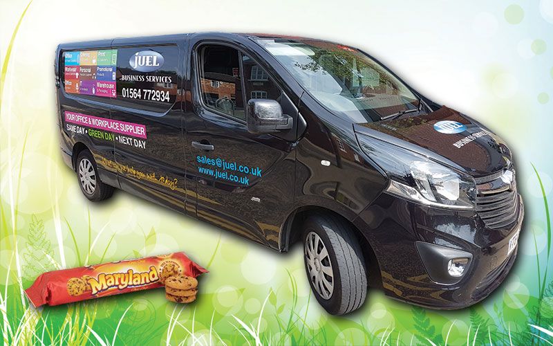 Juel Business Services black delivery van